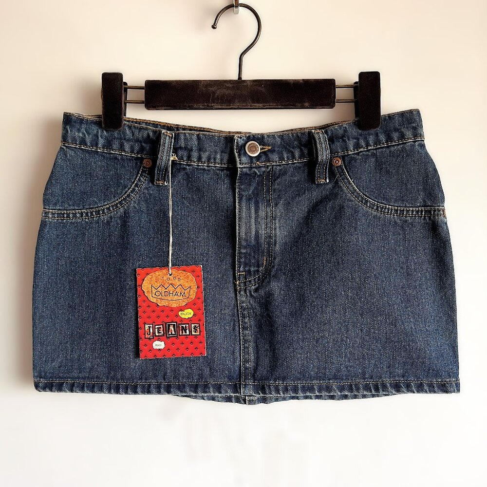 TODD OLDHAM Blue Denim Jeans Micro Mini Skirt, US Size 8 Vintage